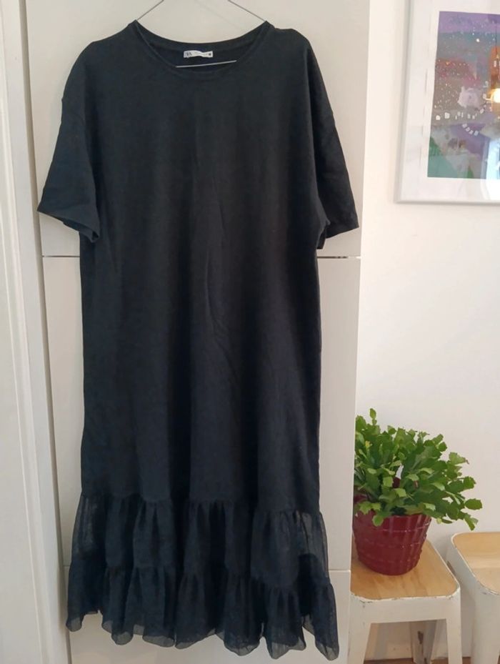 Robe longue Zara noire bas tulle taille L - photo numéro 2