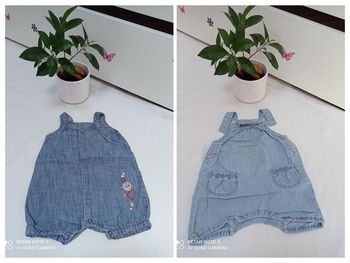 2 barboteuses /combishorts en jean