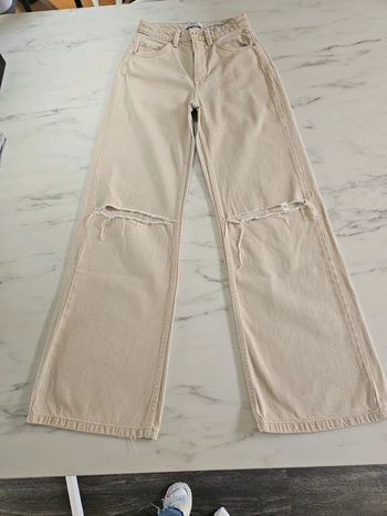Bershka wide leg pantalon beige 32