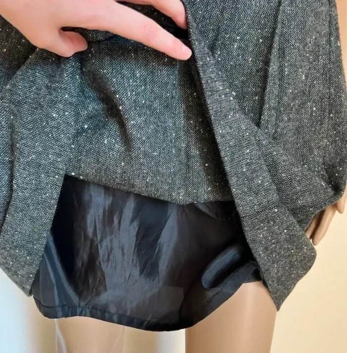 Jupe taille haute avec laine grise kaki doublée Monoprix - photo numéro 4