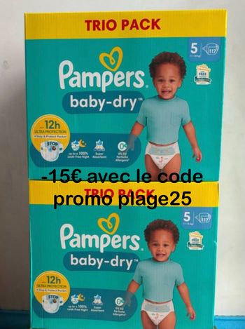 Deux carton de couches troi pack Pampers taille 5
