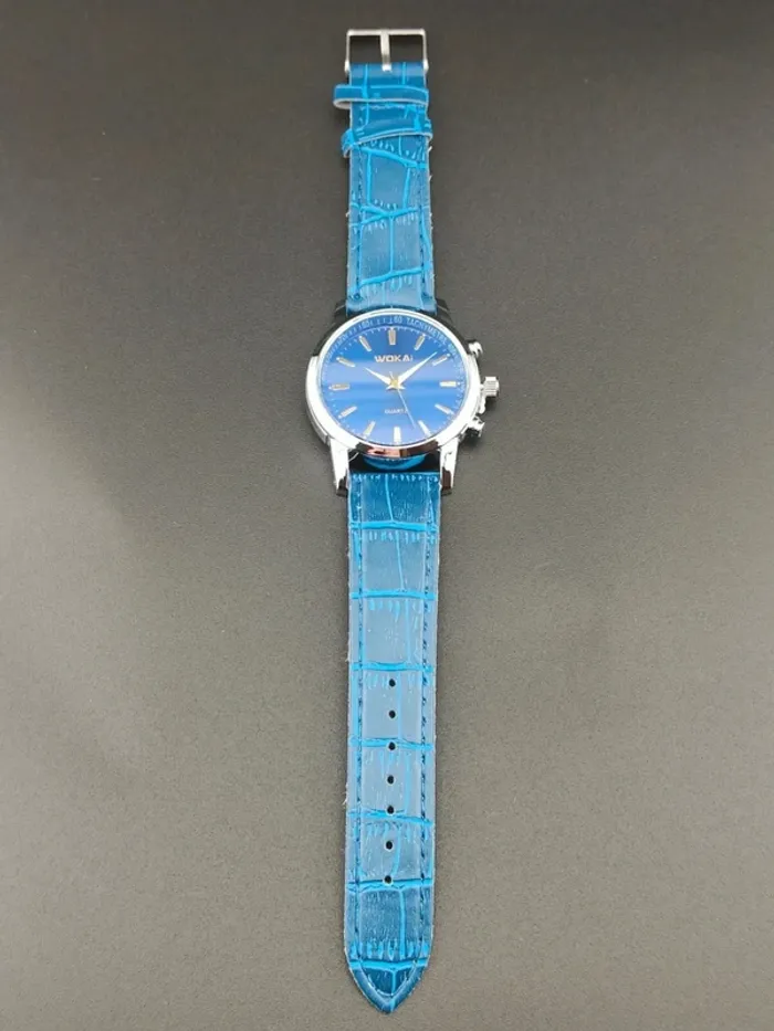 Montre bleue intégrale, nuancée, style classique - photo numéro 3