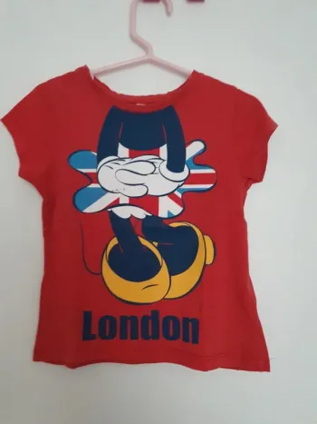 Tee shirt manches courtes rouge london minnie disney taille 2 à 3 ans