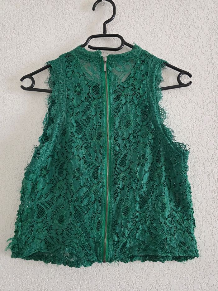 Top dentelle vert zara taille s - photo numéro 5