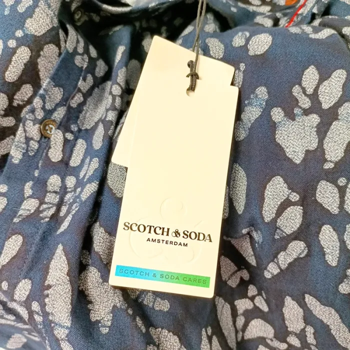 Chemise imprimée bleu marine Scotch & Soda neuve avec étiquette T.L A1484 - photo numéro 10