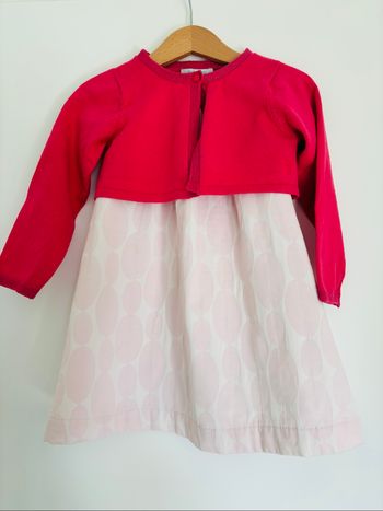 Ensemble robe + boléro tons rose 2a - 86cm