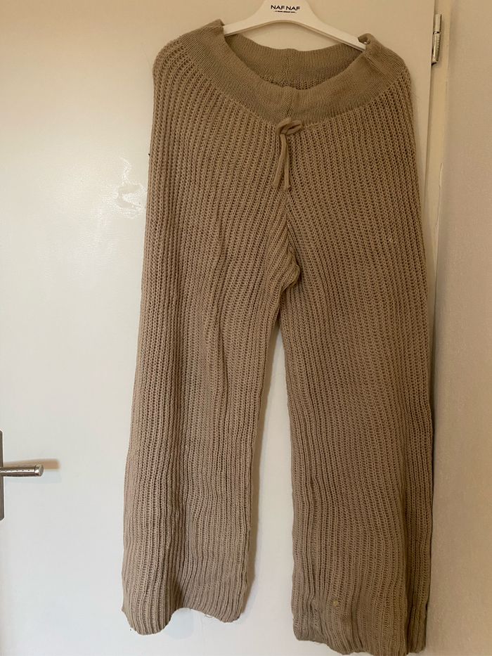 Ensemble en laine gilet pantalon - hiver marron beige taille m - photo numéro 4