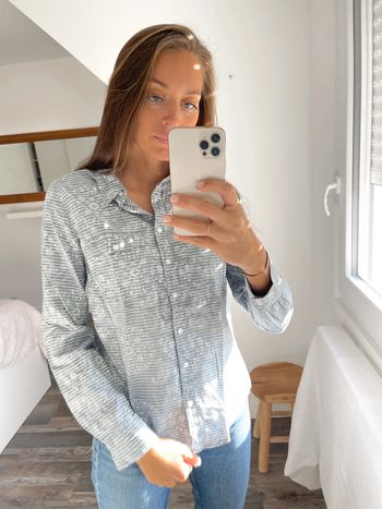 Chemise à rayures et motifs H&M bleu clair et blanc