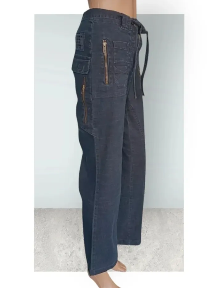Jean Cheyenne ,coupe droite large flare ,taille mi-haute , ceinture à nouer ,extensible - photo numéro 5
