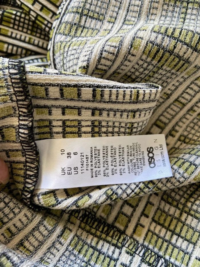 Robe col V babydoll longue à carreaux verts ASOS Taille M - photo numéro 4
