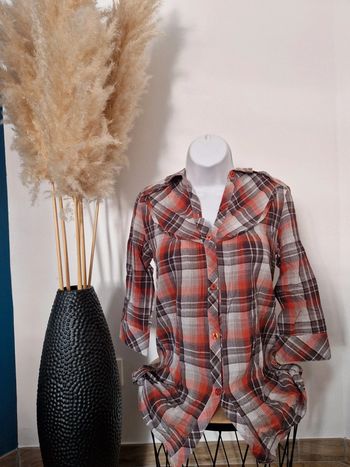 Chemise à carreaux orange taille S