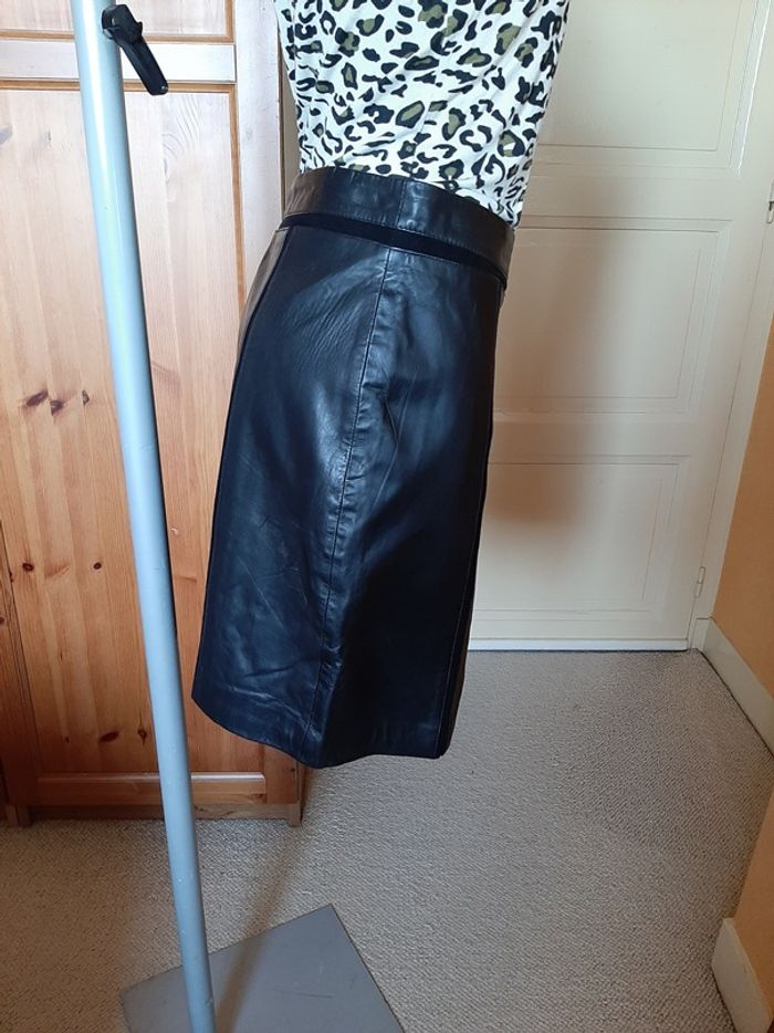 Mango - Jupe cuir, noir T42. - photo numéro 6