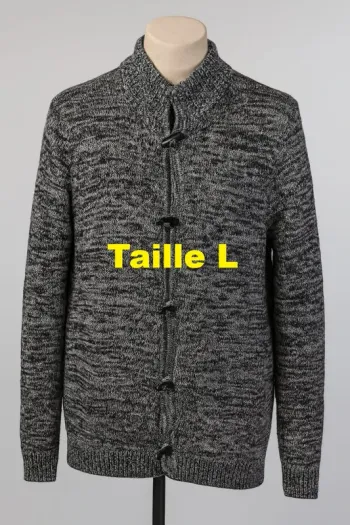 Gilet avec col noir chiné gris NPO Taille L