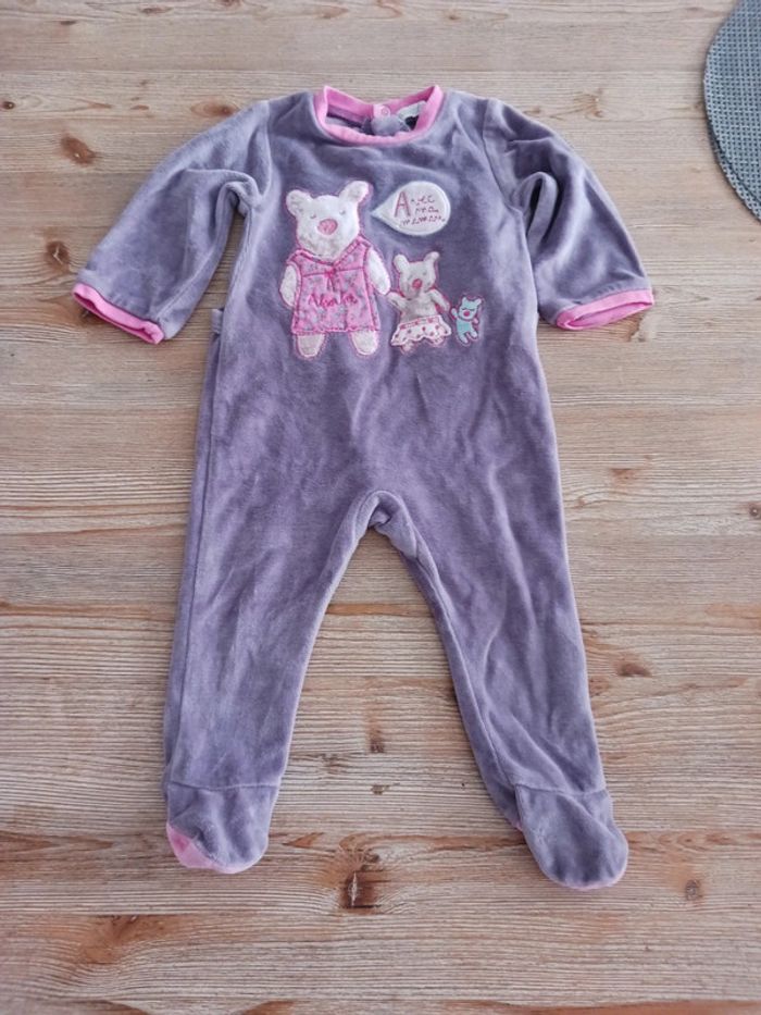 Pyjama fille mauve Velour Absorba 6 mois