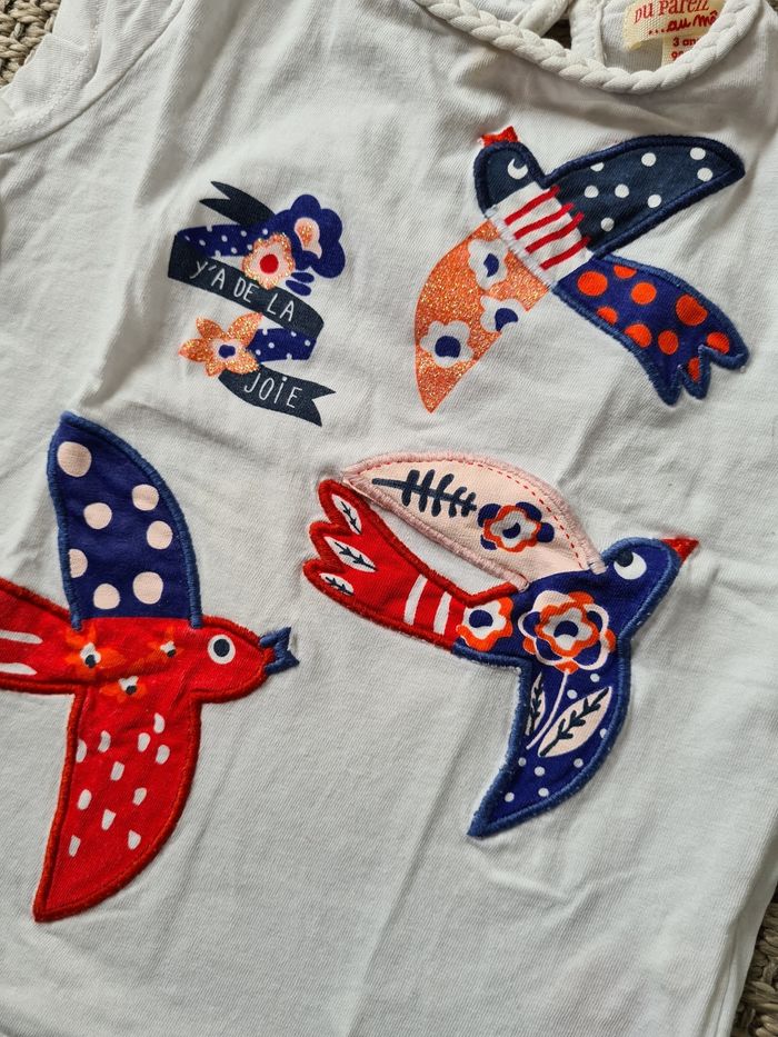 Lot de 2 t-shirts manches courtes "lapin et oiseaux" fille - 3ans - photo numéro 3