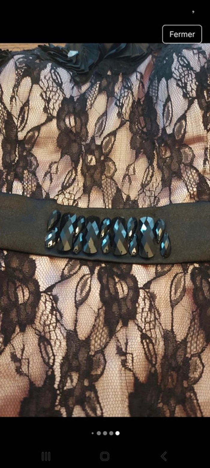 Robe de soirée Maner  L rose/dentelles noires - photo numéro 19