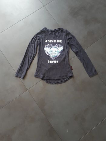 Tee-shirt manches longues sequins ange démon asymétrique Emoji 12 ans