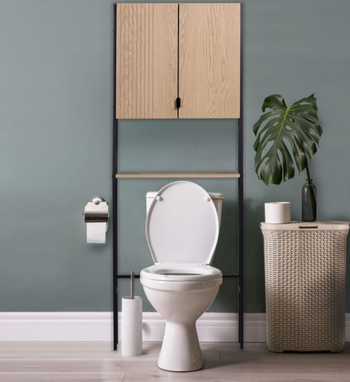 Etagère pont WC et lave-linge l.66 x H.180, chêne naturel, Dock