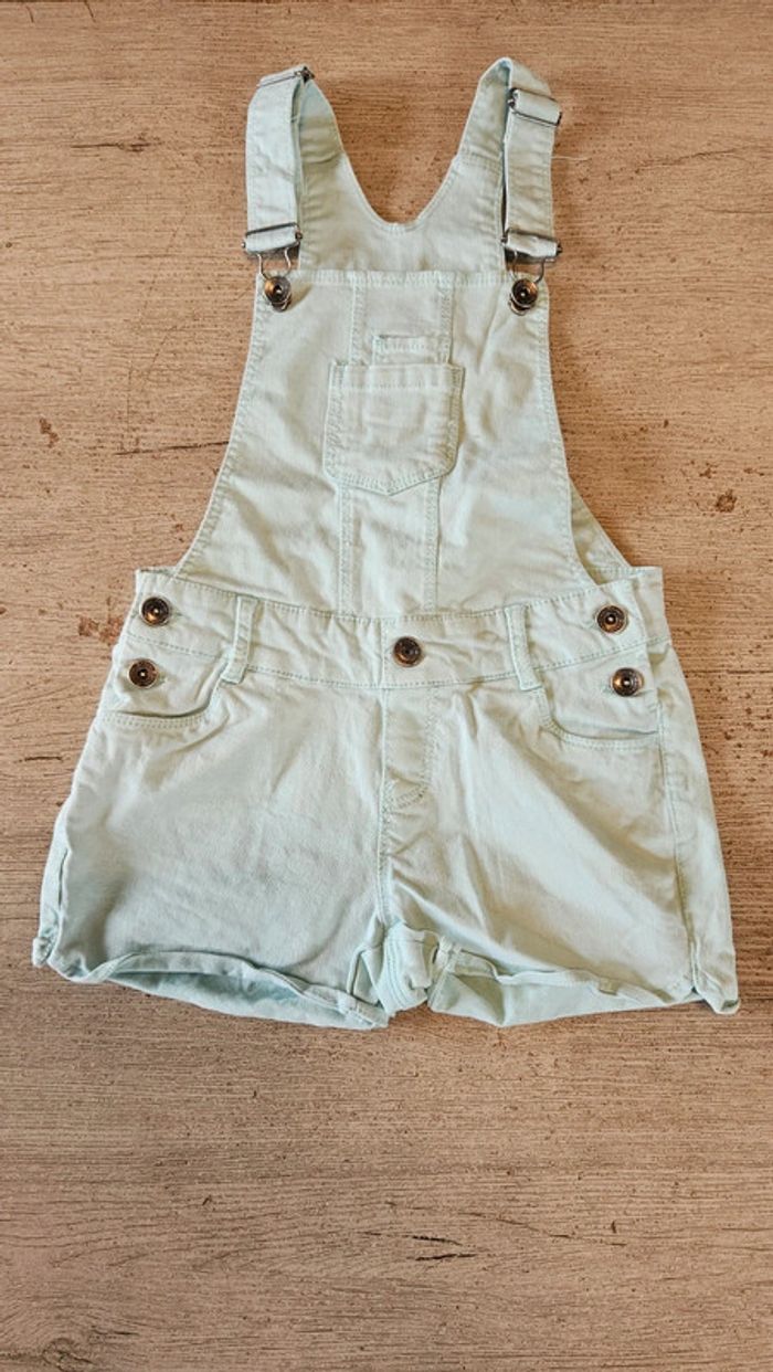 Adorable salopette short turquoise clair à bretelles, Okaîdi, 8 ans, neuf - photo numéro 3