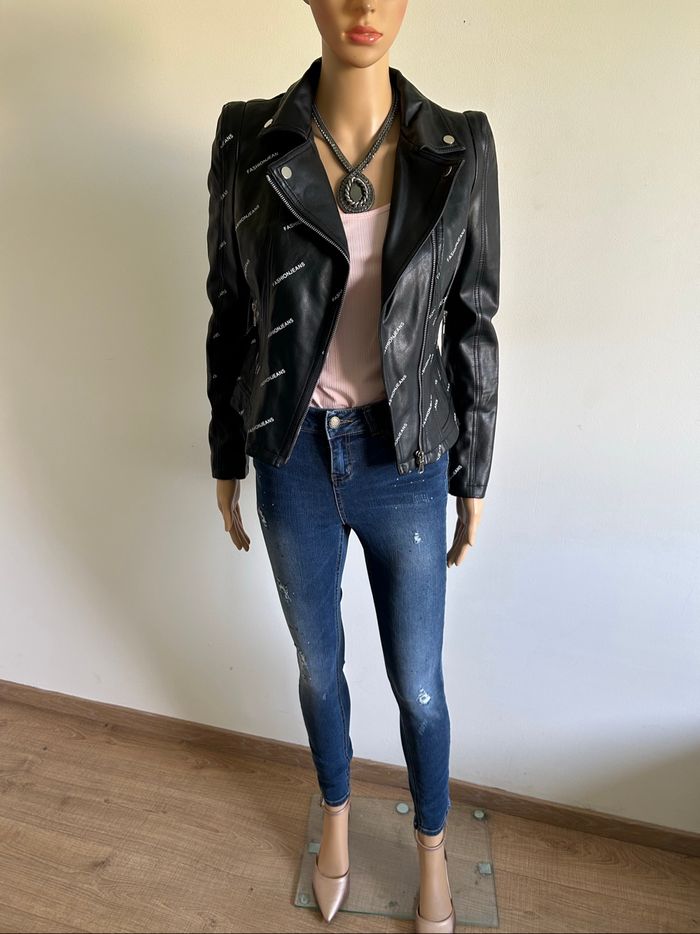 Perfecto noir en simili cuir Drôle de Copine taille S jamais porté - photo numéro 2