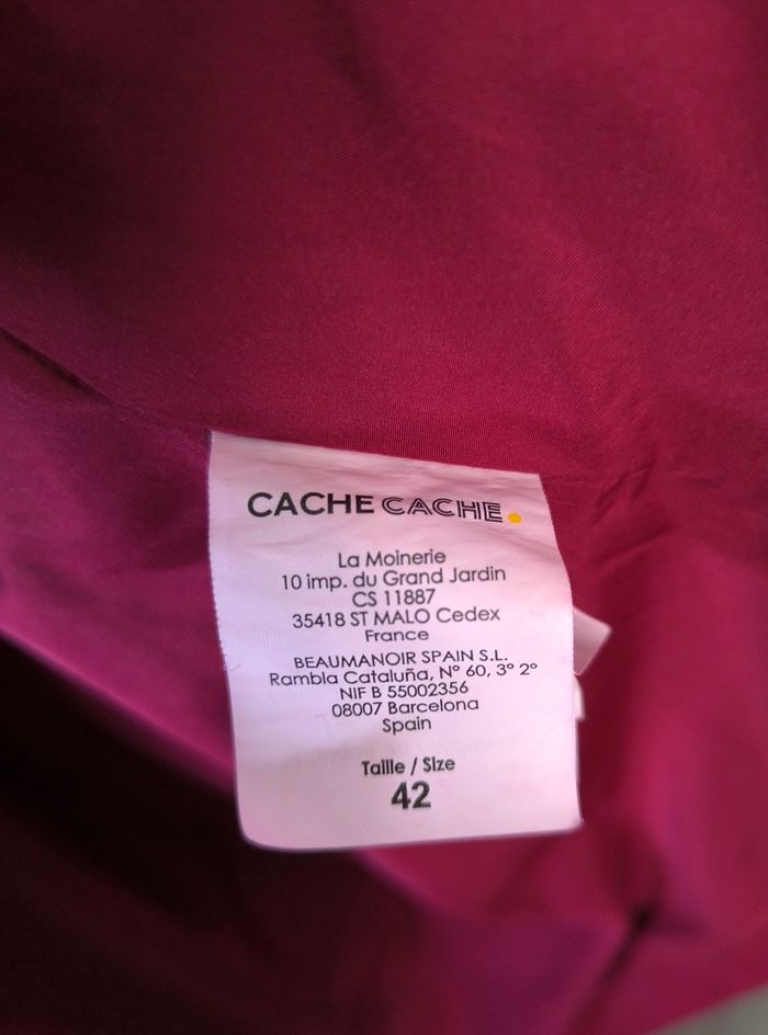 Manteau Cache-Cache Rouge Bordeaux capuche noire comme neuf Taille 42 - photo numéro 9