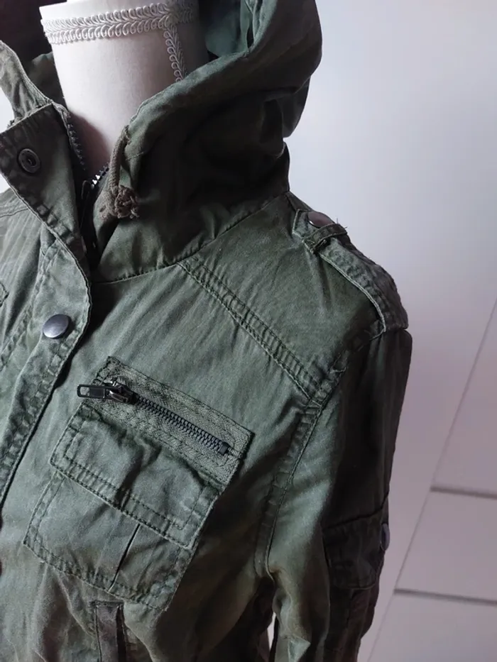 Parka non doublée kaki en coton - photo numéro 3