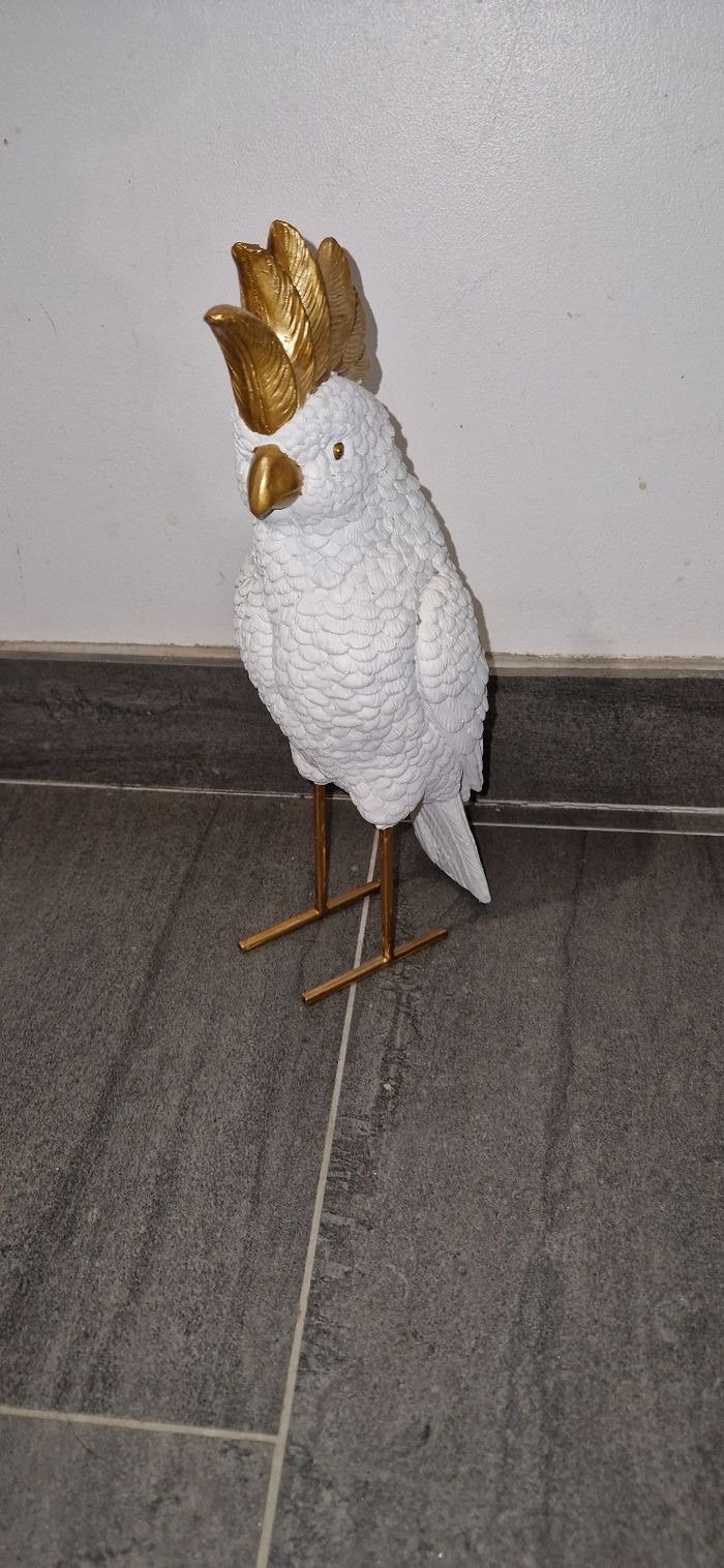 Statue/statuette perroquet blanc et doré
