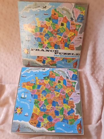 Puzzle nathan France départements en bois complet vintage