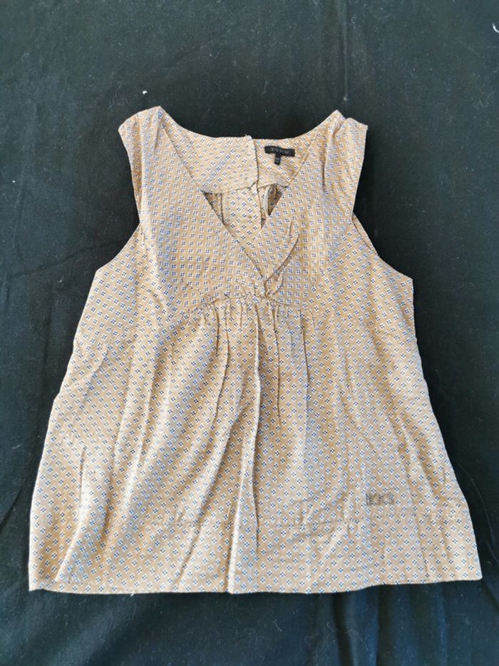 Blouse marron clair à motifs sans manches 10 ans IKKS - photo numéro 3