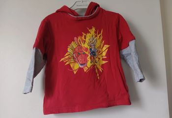 T-shirt Manches Longues à Capuche Enfant 116/122 Rouge Dragon Ball GT