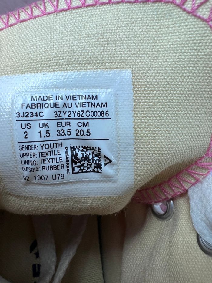 Converse Montantes Roses Toile – Pointure 33,5 avec boîte - photo numéro 7