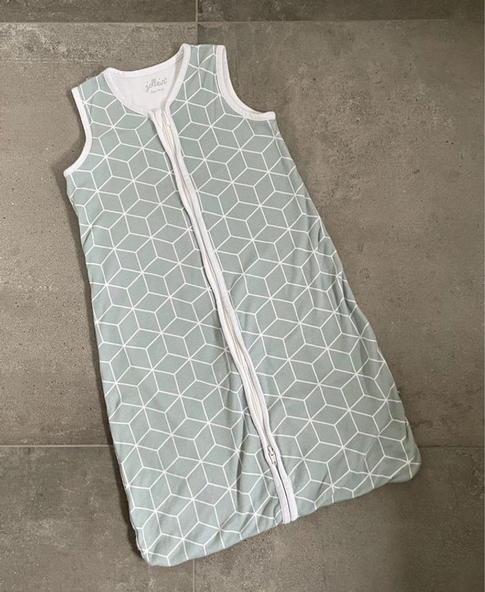 Gigoteuse « Jollein » vert d’eau/turquoise et blanche taille 70 cm