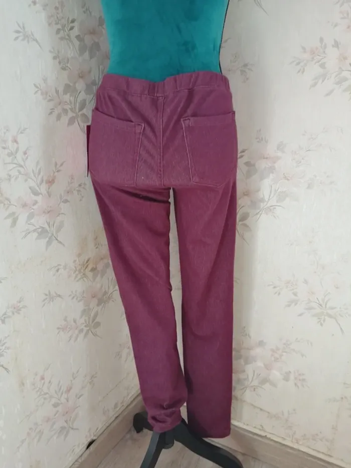 Pantalon jegging bordeaux effet jeans fausses poches à l'avant / creeks / (M) - photo numéro 5