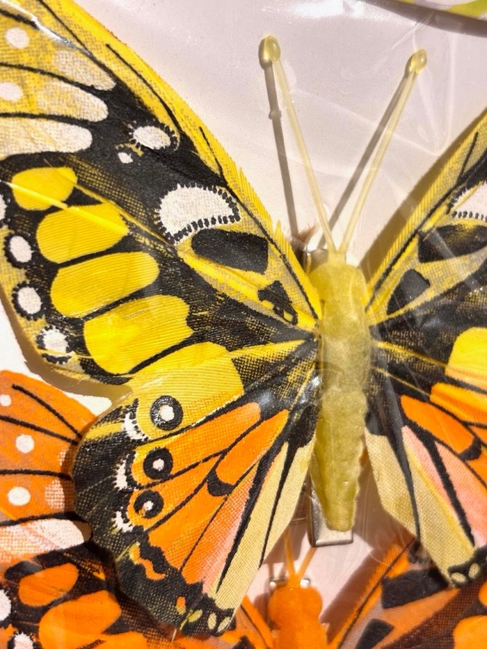 Lot 6 papillons à pinces grises, jaune et orange - photo numéro 8