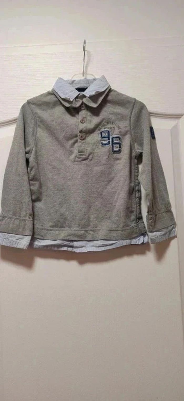 Polo ml gris effet 2 en 1 Okaïdi 6 ans