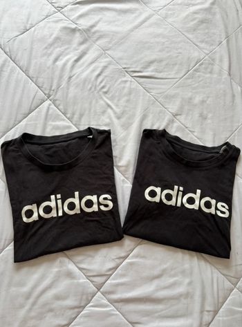 Lot 2 t-shirts Adidas femme S / 36 – noir logo blanc – coton