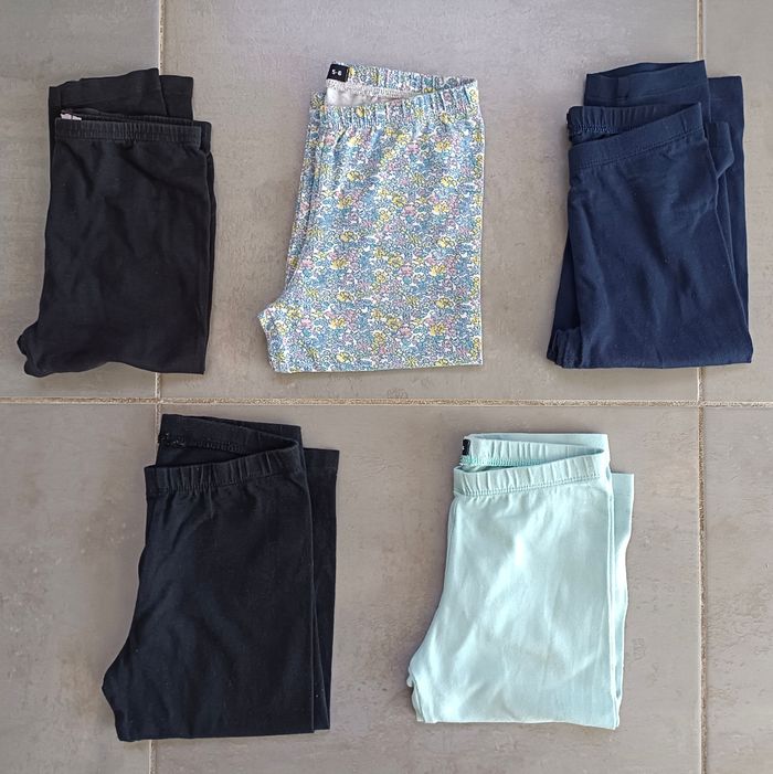 Lot de leggings courts ou leggings bermudas en coton bio et 5-6 ans - photo numéro 4