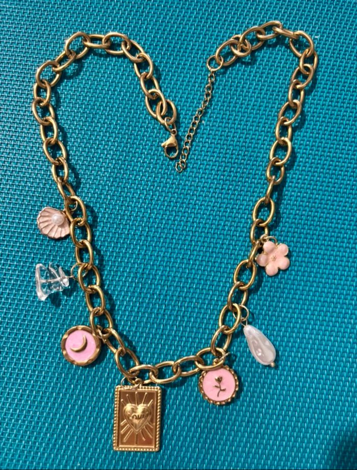 Parure collier + bracelet en acier inoxydable doré - photo numéro 3