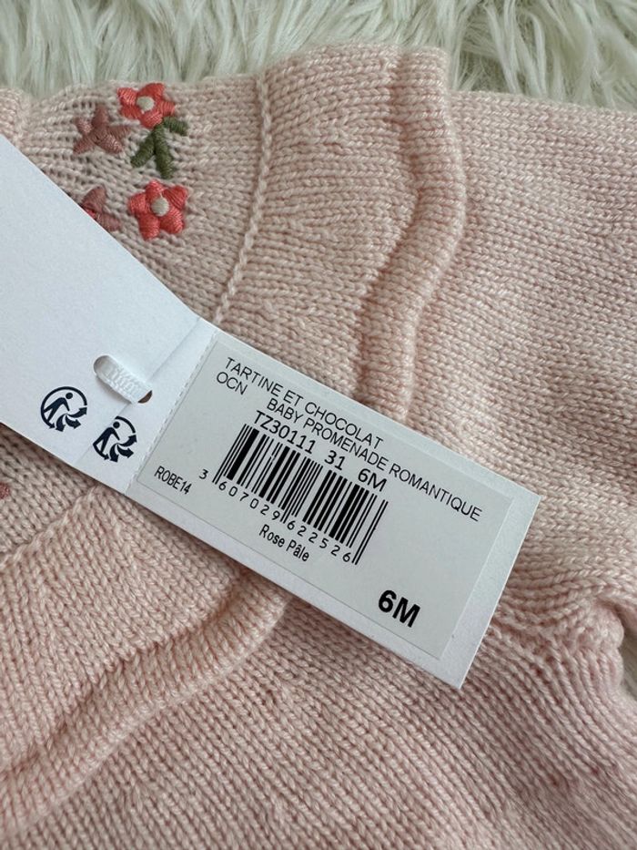 Robe en maille rose poudré et paire de collant tartine et chocolat taille 6 mois - photo numéro 3