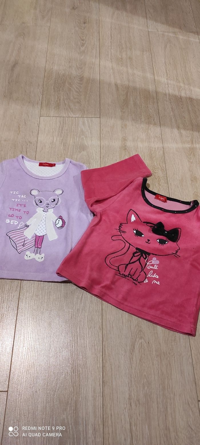 Lot 2 hauts de pyjamas fille Tissaia 3 ans - photo numéro 2