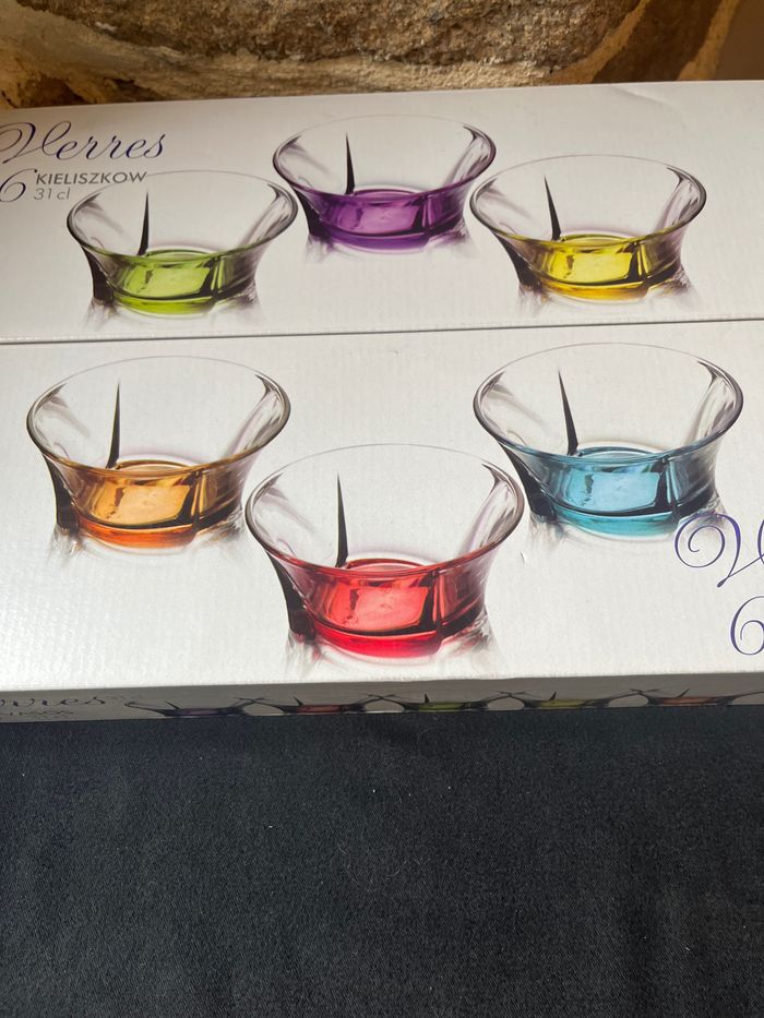 Lot de 6 coupelles multicolours en verre - photo numéro 2