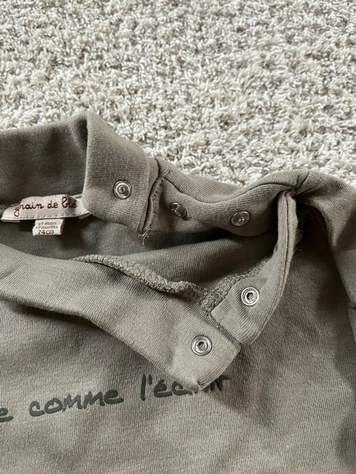 Sous pull vert kaki « Rapide comme l’éclair » Grain de blé 12 mois - photo numéro 4