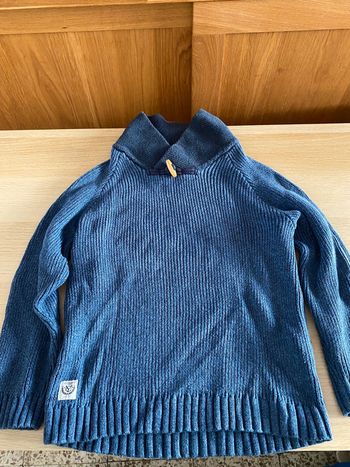 Pull garçon bleu 8 ans cyrillus col châle Paris 1977