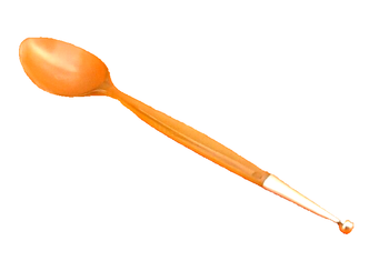 Années 1900 Cuillère à bouillie en corne de bovin Fleuron boule métal argenté