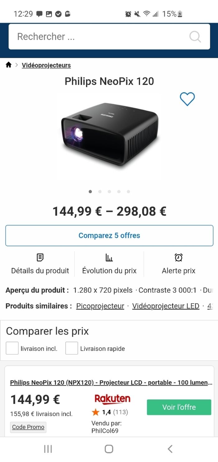 Vidéo Projecteur PHILIPS Neopix 120. - photo numéro 3