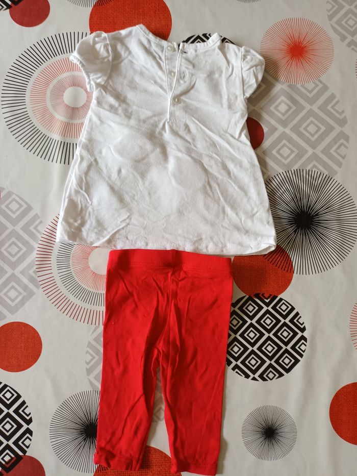 Tenue ensemble tunique legging rouge Taille 3 mois - photo numéro 4