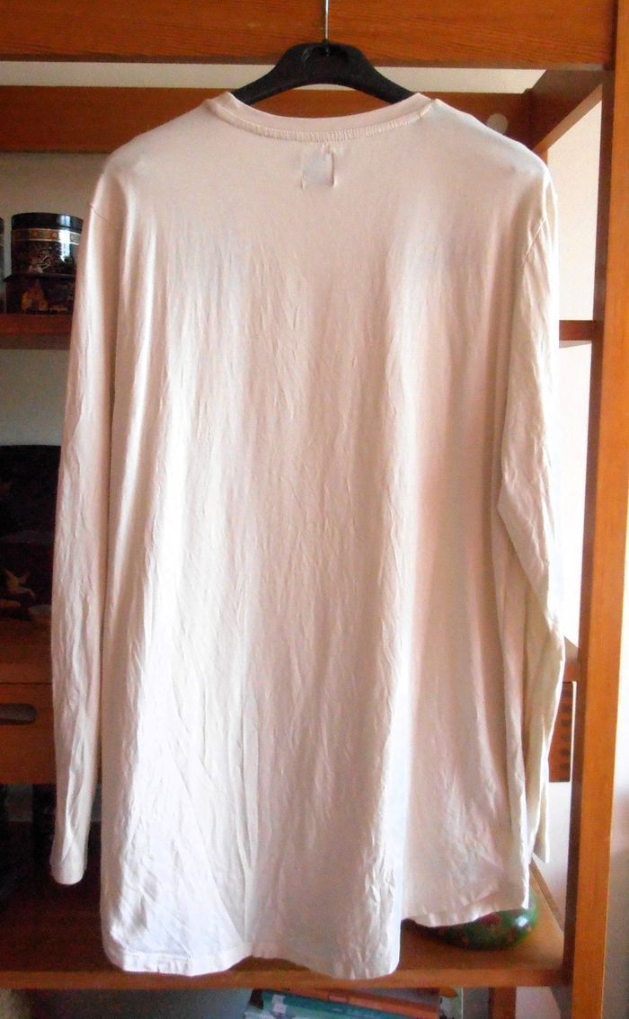 T-shirt homme, ASOS, taille M, blanc, 100% coton, motif oiseaux, manches longues - photo numéro 6