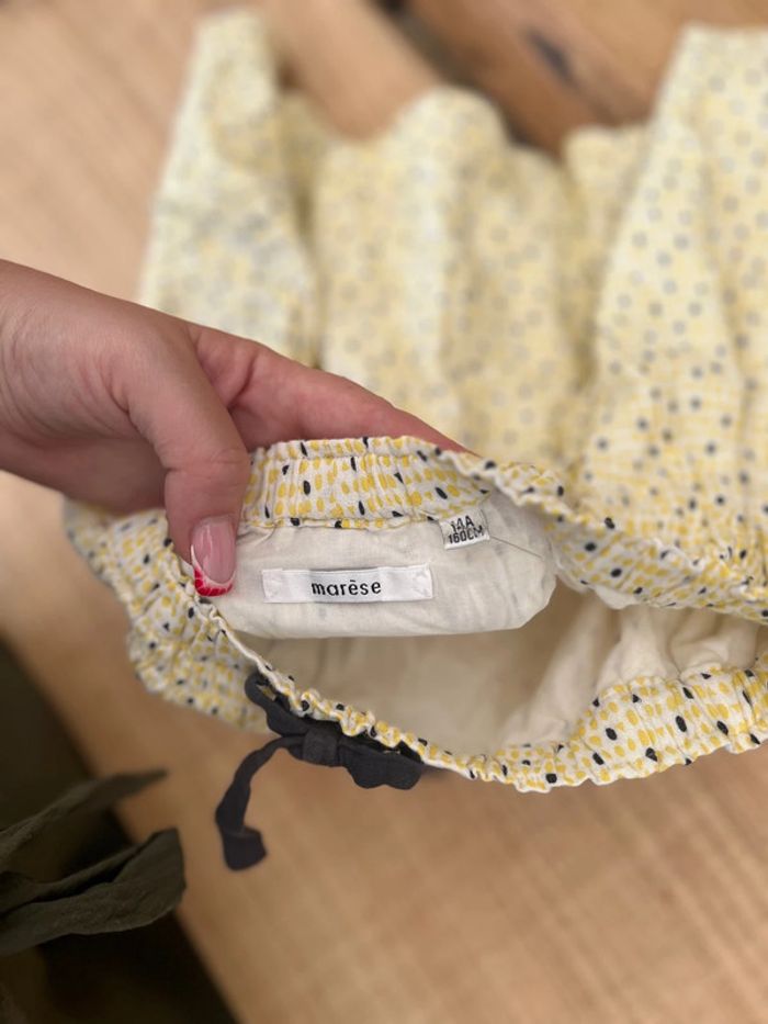 Jupe d’été marese taille 14 ans fille été jaune blanche à pois - photo numéro 3
