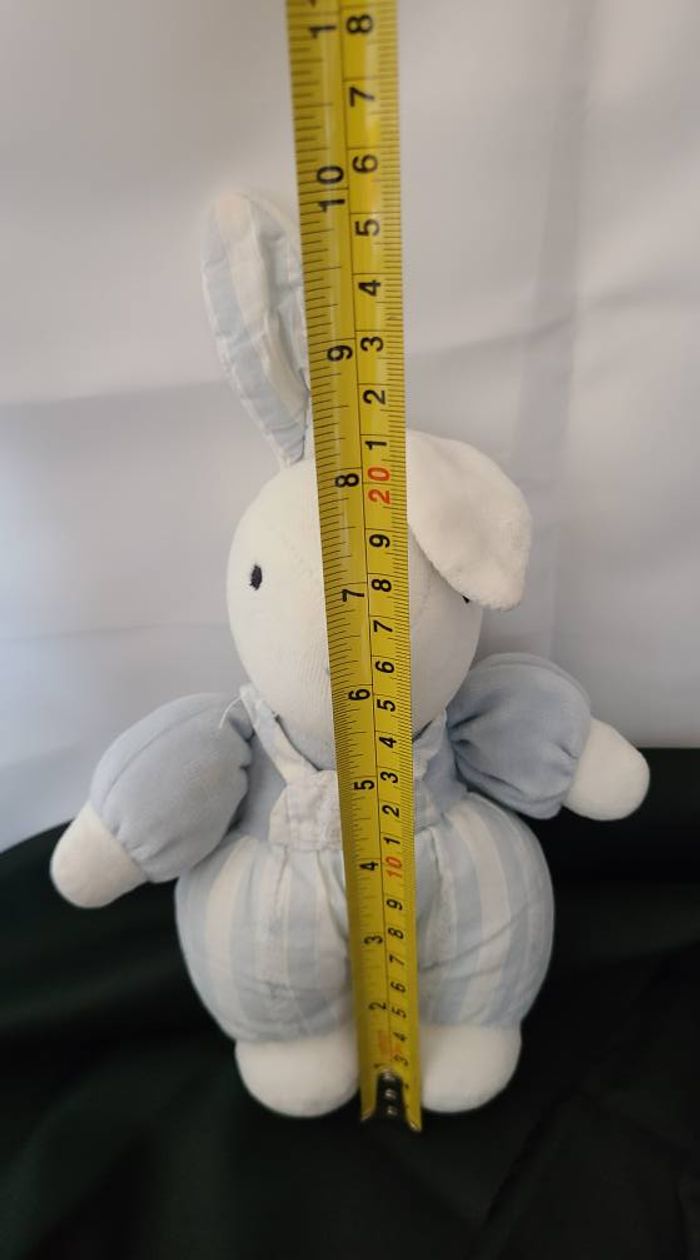 Doudou lapin souriant rayé bleu blanc Tartine et Chocolat - photo numéro 4