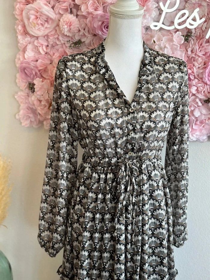 Robe longue légère à motifs paon, taille S - Bianka Paris - photo numéro 5